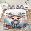 3pcs Pretty Reindeer Art Printed Quilt Set - Includes 1 Quilt Cover and 2 Pillowcases, Machine Washable - Suitable for All Seasons.M088