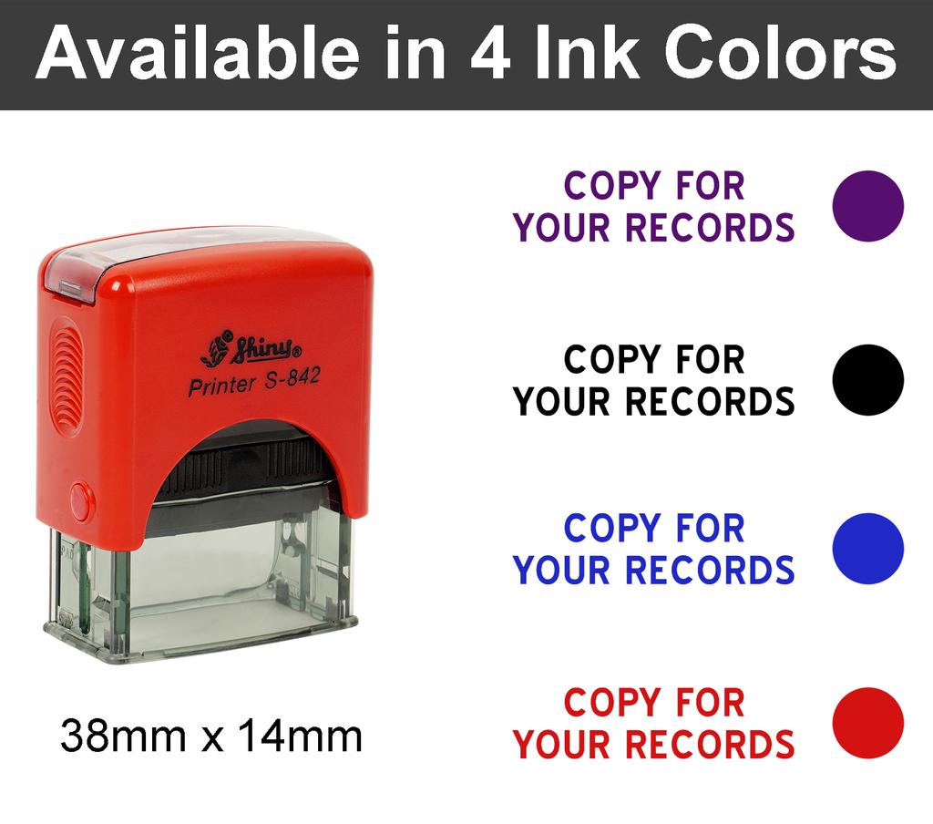 Printtoo Copy For Your Records Self Inking Rubber Stamp Pre,Inked Office Stamp, Home Office Business Stationery, 38 x 14 mm,