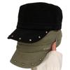 Women S Black Flat Top Beret Hat With Rivets Vintage Street Style Washable Casual