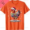 Chicken Santa Christmas Light Funny Xmas Chicken Pajamas TShirt Unisex Summer Streetwear Tops Cotton Ropa Hombre