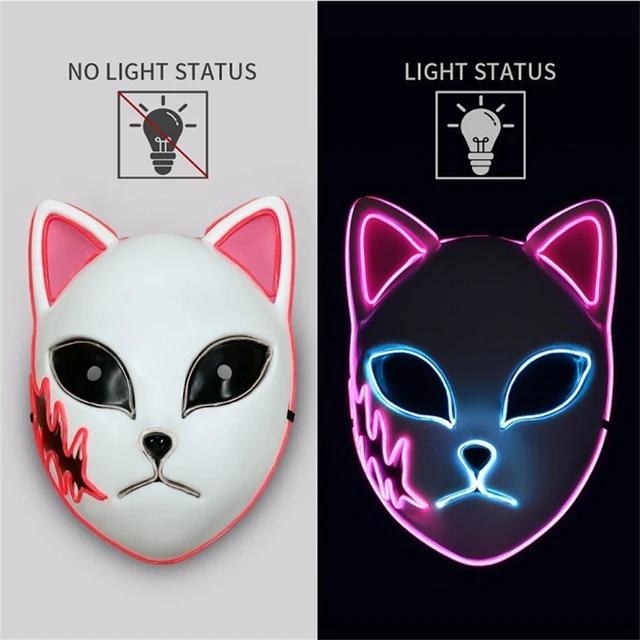 Halloween Cat Face Mask for Women Halloween Glow LED Masks Anime Cosplay Masks Halloween Christmas Party Lighting Cat Masks