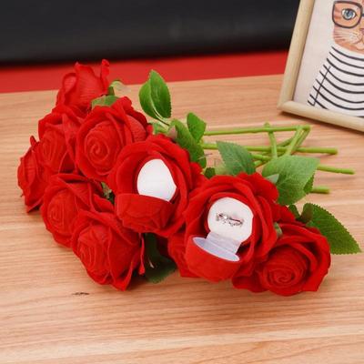 1/2 Pieces Wedding Jewelry Display Storage Case Red Rose Flower Ring Display Box Proposal Engagement Anniversary Romantic Gift