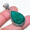 Natural Emerald(Simulated) Gemstone 925 Sterling Silver Pendant 1.58" AP-14924
