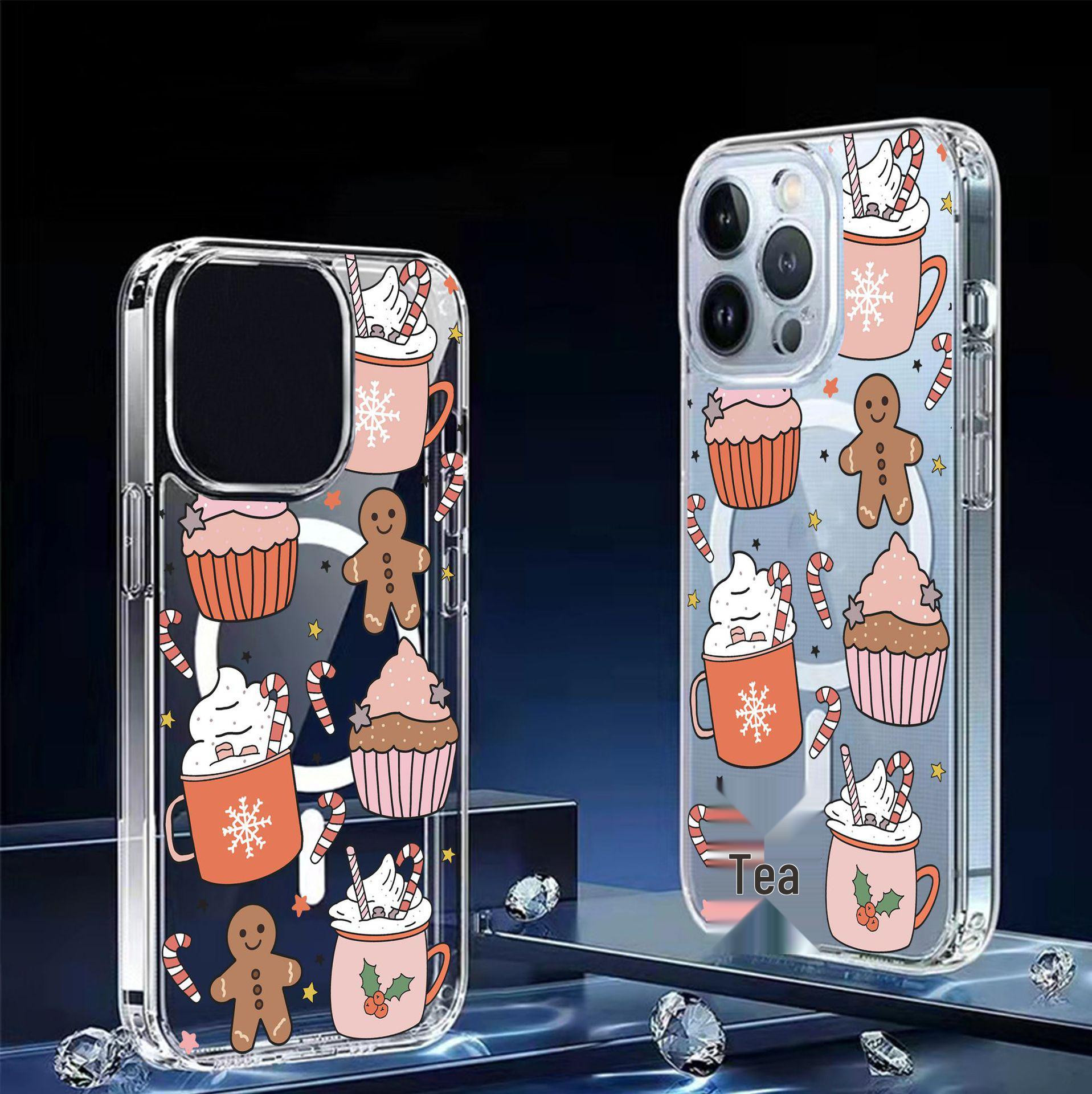Ice Cream Magnetic Transparent Full Coverage Case for iPhone 15/16/17 Pro Max iPhone 12 Pro Max