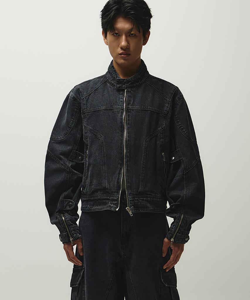 The Anti Platform Oversized Crop Rider Denim Jacket (Black)