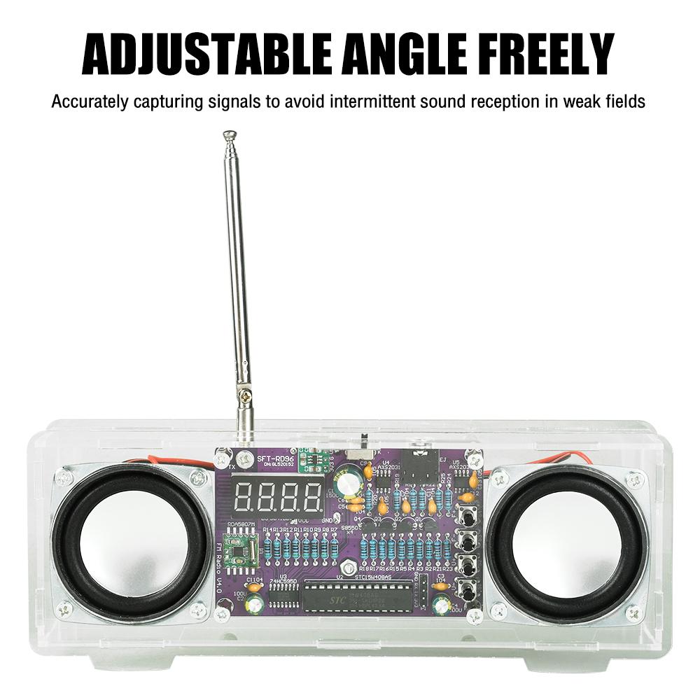 87.5-108MHz Dual-Channel FM Radio DIY Kit Digital Display Electronic Assemble Kit with Dual Speakers Type C Interface
