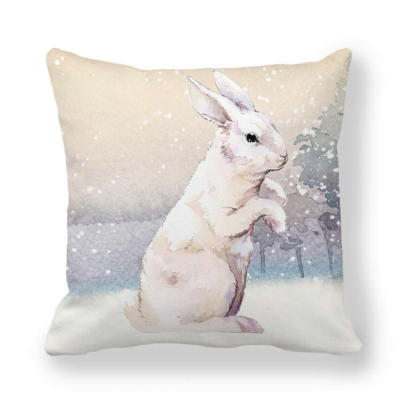 Icy And Snowy Animal Patterns Digital Printing Short Plush Pillow Covers For Car Sofa Office Cushion Cover Home Goods