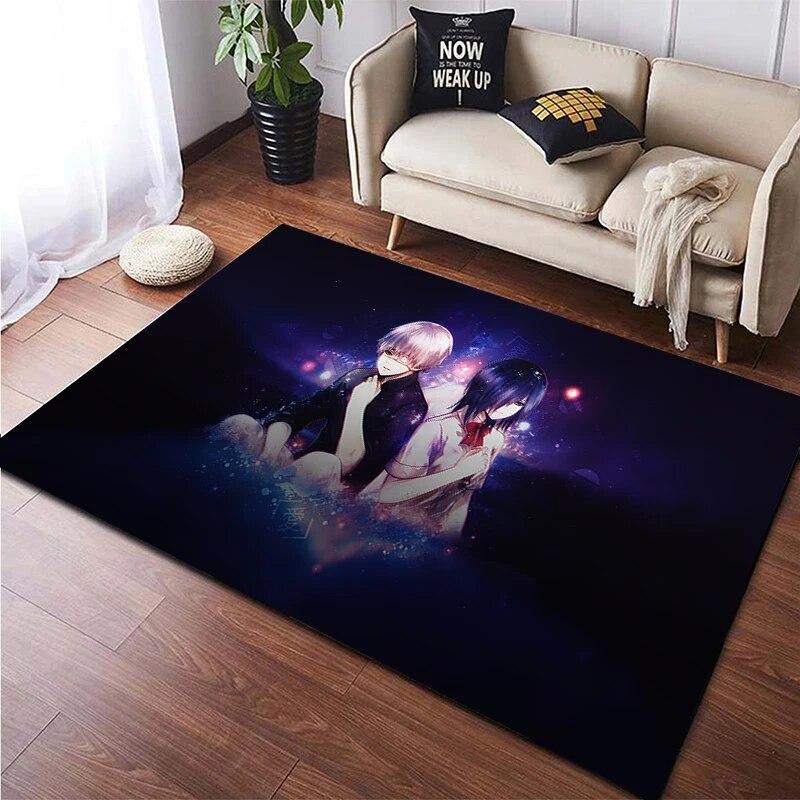 Hot Anime Tokyo Ghoul 3D-gedruckter Teppich für Wohnzimmer, rutschfester Teppich, Schlafzimmer, Nachttisch, moderne Heimdekoration, Boden, Yoga-Matte
