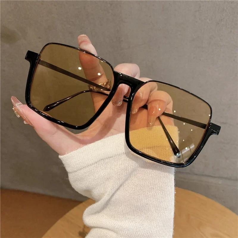 Sunglasses Women Men Oversize New Luxury Brand Design Retro Travel Drive Semi-Rimless Square Frame Vintage Sun Glasses Unisex