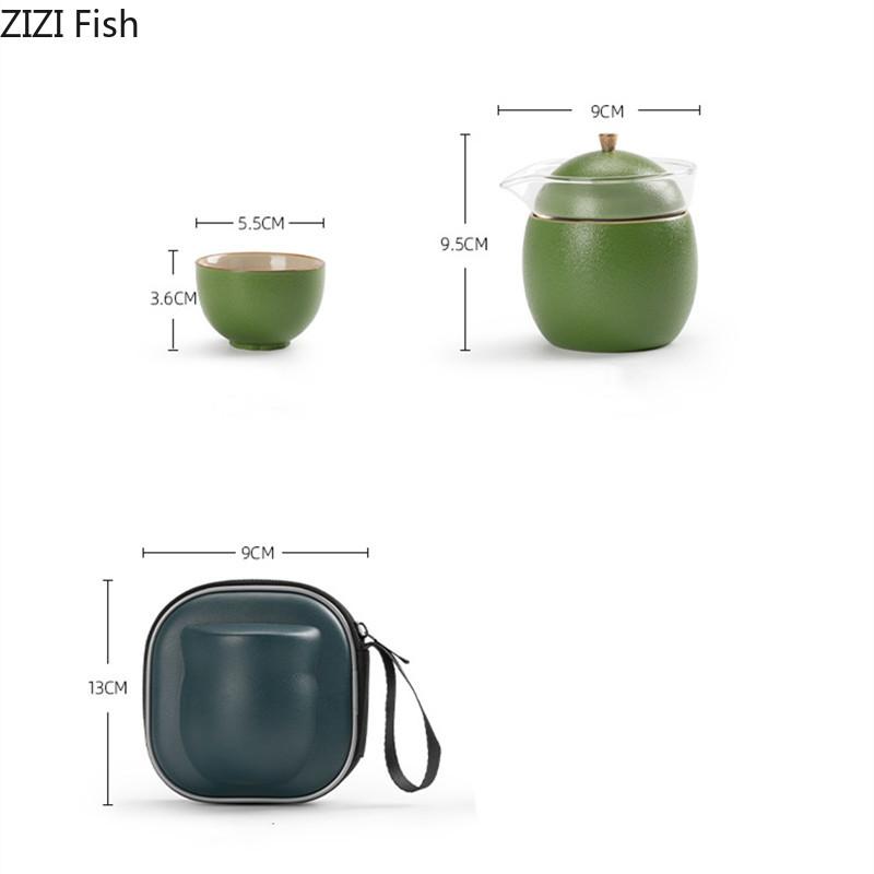 BRLemon Kung Fu Tea Set Portable Outdoor Travel Tea Set Ceramic Quick Cup One Pot Two Cup Set Chinese Tea Ceremony AccessoriesEY