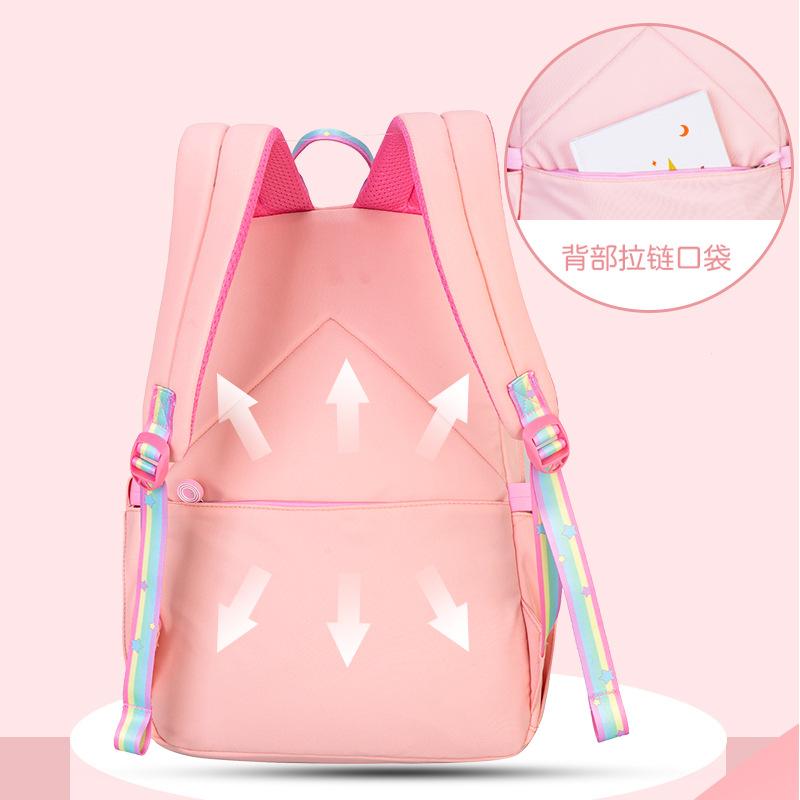 2 Size Primary Backpack with Pendant for Girls Aged 6-12 Lightweight Children's Backpacks Contrasting Color Student School Bags