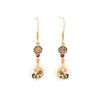 Ancient Gold Craft Natural Hetian Jade Round Earings for Women New In Court Style Phoenix Dance Eardrop Wedding Jewelry
