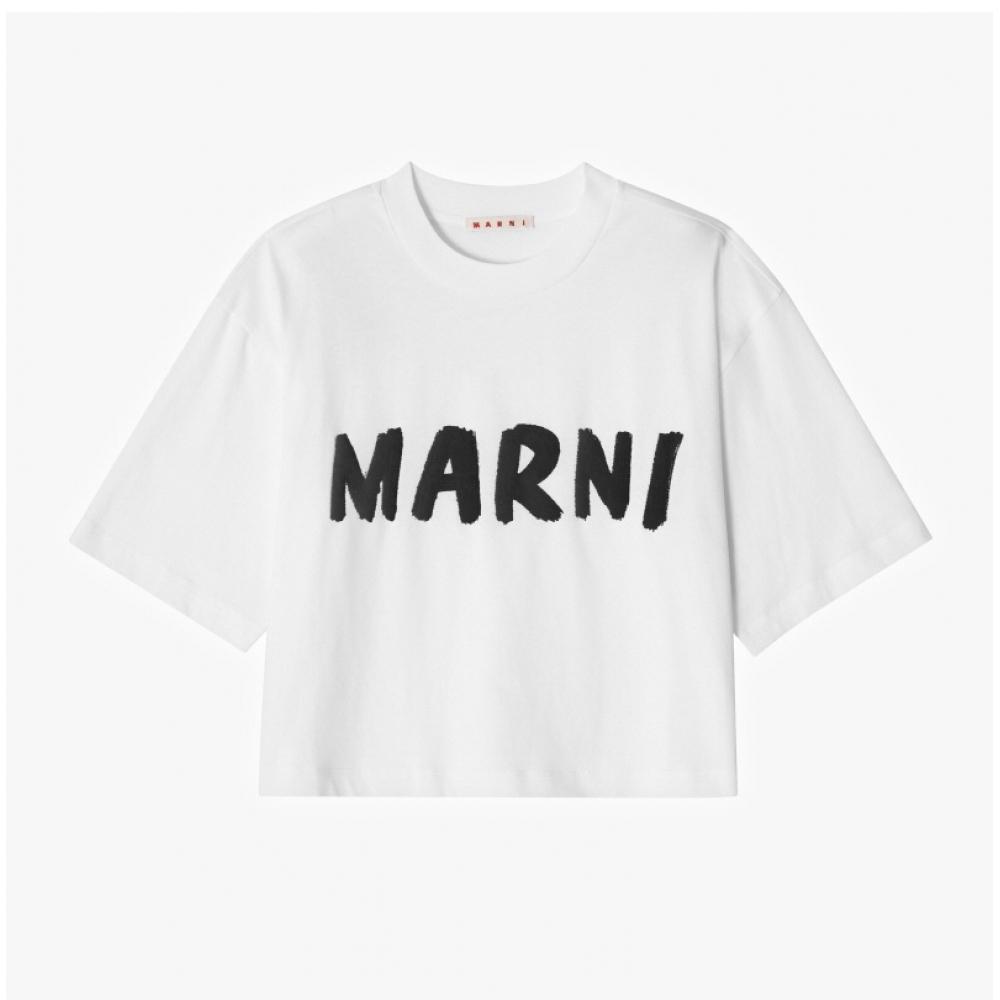 Marni Thje0333p0 UScS11 Low01 Logo Crop Women S Short Sleeve Tee