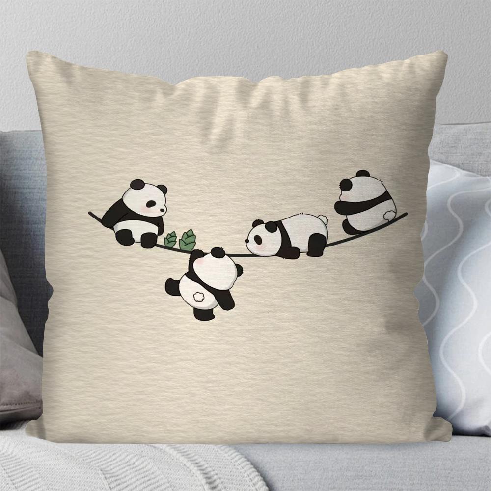 Animated Panda Pillow Case Square Pillow Bedroom Sofa Leisure Comfort Cushion Car Living Room Home Decoration 40X40