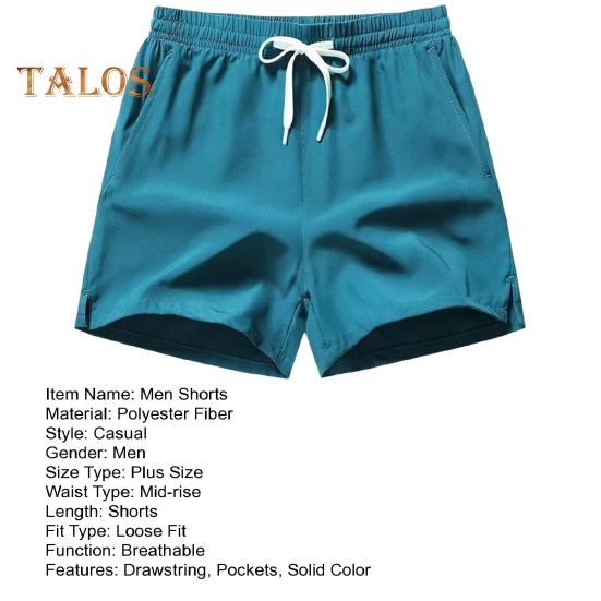Herren-Shorts, elastischer Bund, verstellbarer Kordelzug, lässige Shorts mit Taschen, einfarbig, schnelltrocknend, Sport-Shorts