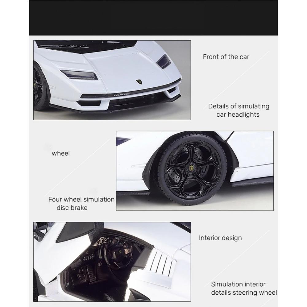 Welly 1/24 Lamborghini Countach LPI800-4 Alloy Miniature Car Diecast Metal Scale Car Model Collection Childrens Toy Vehicle Gift