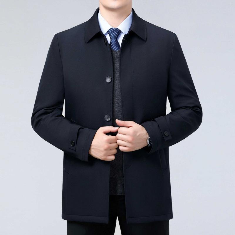 

Lapel thickened cotton coat windbreaker men s winter coat mulberry silk cotton jacket middle-aged and elderly dad wear business casual cotton coat 195
