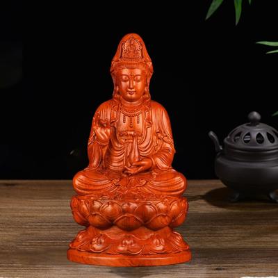 Socha Buddhy Dřevo Guan Yin domácí dekorace