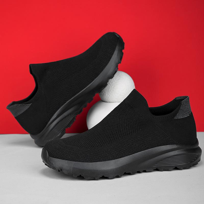 Wide Men's Shoes Fly-woven Sports Shoes Cover Feet One Pedal Casual Shoes Socks Shoes Breathable Wide Head Shoes Shoes