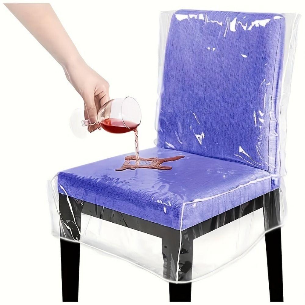 Waterproof Chair Cover Clear PVC Chair Protector Slipcover Chair Seat Cover  Standard Chairs