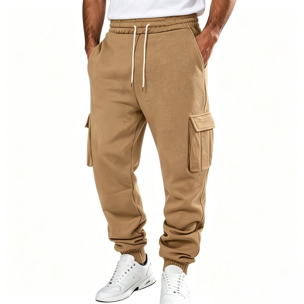 Herren-Cargo-Jogginghosen mit mehreren Taschen und Kordelzug-Taille für lässige Alltagsmode