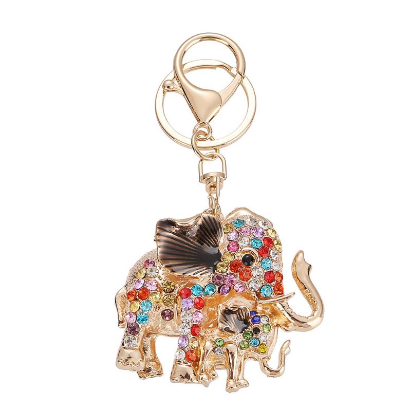 Fashion Rhinestone Elephant Keychains Cute Animal Keyrings Car Key Chain Women Bag Charm Pendant Jewelry