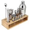 16Pcs 304 Edelstahl Cocktail Shaker Bar Set Wein Trinken Mixer mit Bambus Stehen