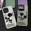Retro Black Rose Phone Case for Iphone 16 Pro Max Couple Cover for 11 12 13 14 15 16 Pro Max 15 Plus Matte Shockproof Funda Bag
