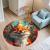 Cute Fox,Round Area Rug,Carpet Rug for Living Room Bedroom Sofa Playroom Decor,Non-slip Floor Mat