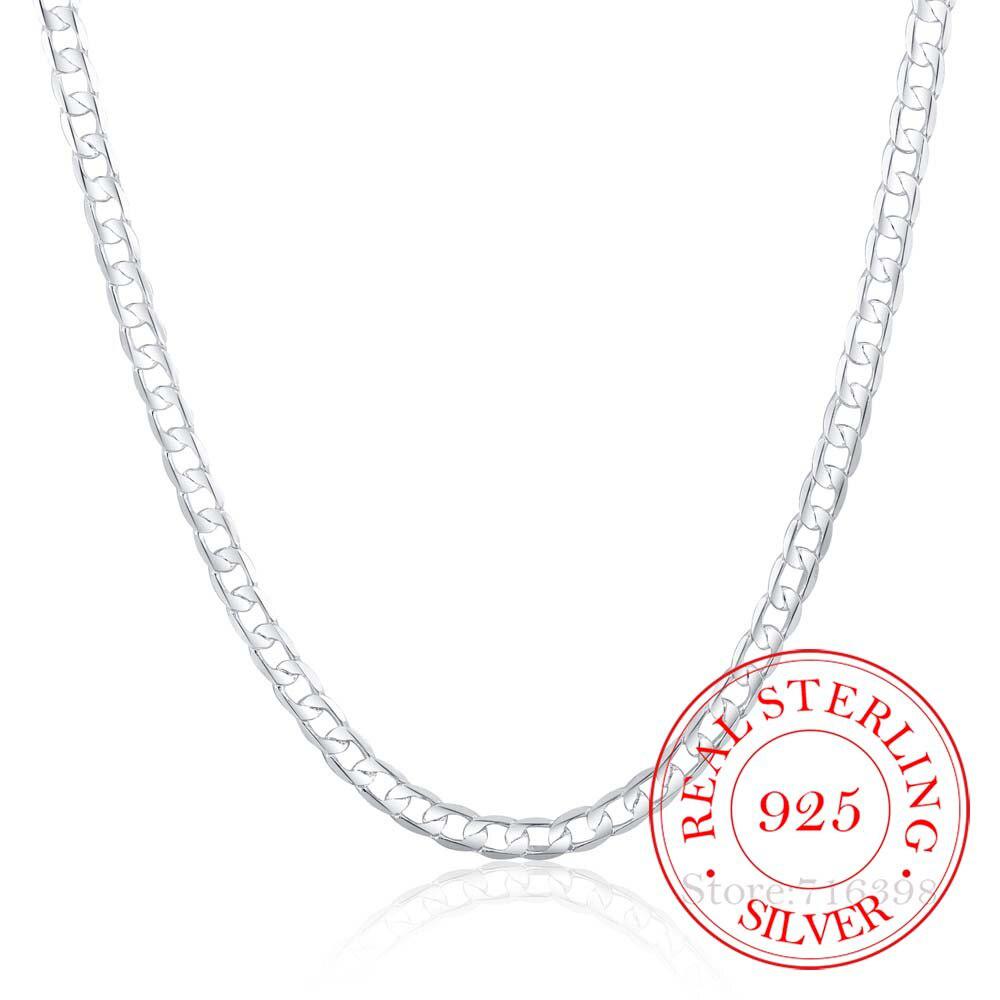 

Ожерелье-цепочка из стерлингового серебра 925 пробы, 16/18/20/22/24 дюйма, 6 мм, плоская боковая цепочка Фигаро для женщин и мужчин, модные свадебные украшения 55cm