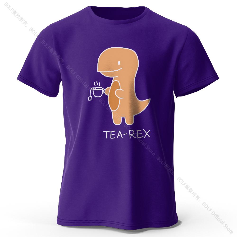 TeaRex Dinosaur Printed 100 Cotton TShirt Soft Breathable Round Neck Short Sleeve Tee Unisex Fun Quirky Style