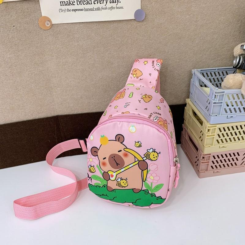 School Bag Cartoon Love Breast Bag New Simple Kapibara Printed Children's Change Bag Oblique Batch