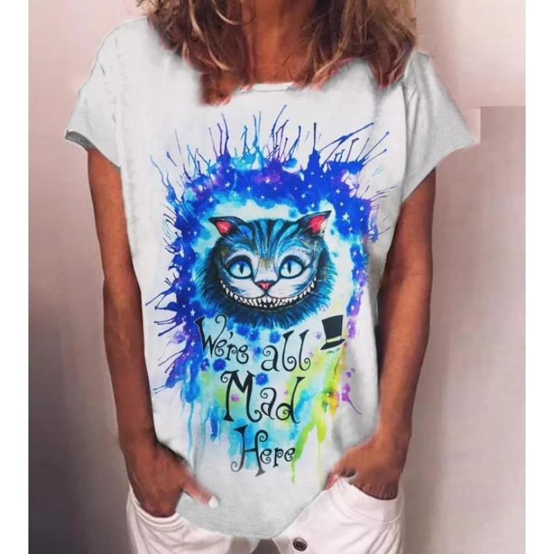 Summer Round Neck 3D Animal Print Top Fashionable Casual Short Sleeved Women's T-shirts