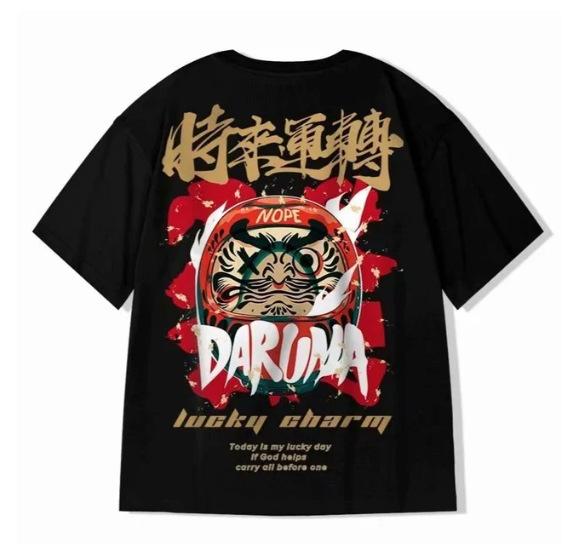 2024 Cat Street Wind God Harajuku short-sleeve O-neck T-shirt for men and women, loose print T-shirt direct supply from the factory