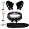 SM Erotic Cosplay Cute Fox Tail Anal Plug Bow-Knot Soft Cat Ears Headbands Collar Couples Accessories Sex Toys For Female Male