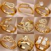 18K Gold Plated Open Ring with Zirconia Leaf Design - Luxurious, Non-Fading, Ideal for Women