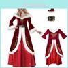 Elegantes rotes Weihnachtsmann-Kostümkleid für erwachsene Frauen mit kuscheliger Kunstpelzverbrämung