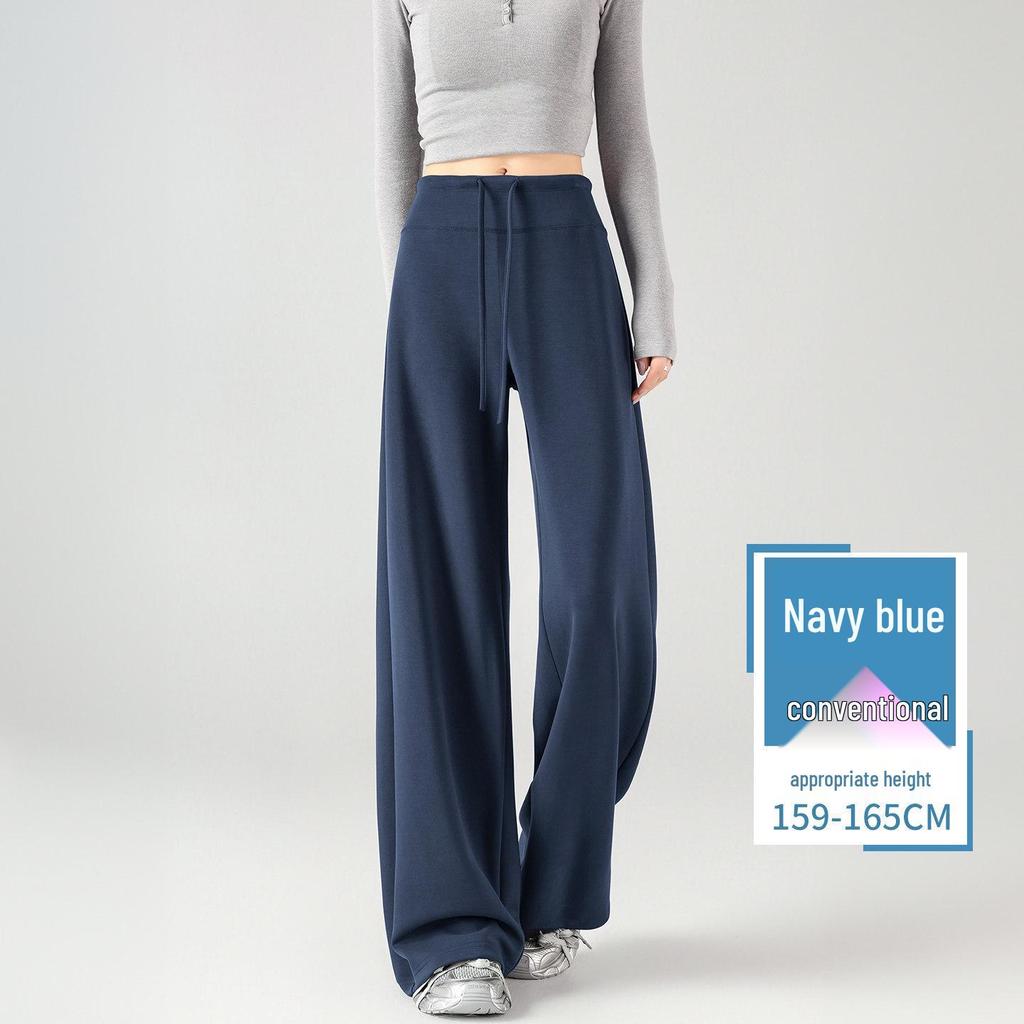 White High-Waisted Wide-Leg Pants for Women - Spring/Autumn 2026 Casual Drape Yoga & Sports Sweatpants