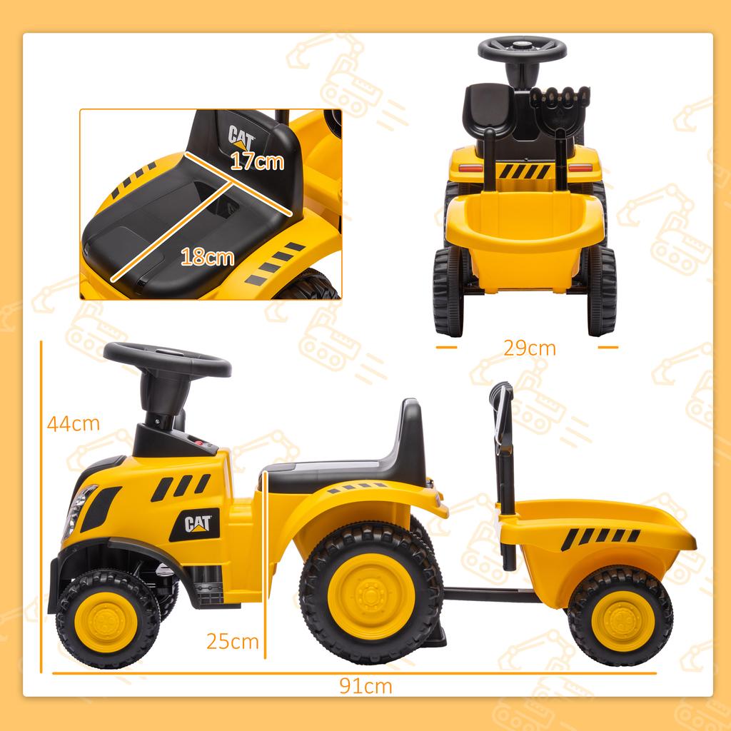 Ride-on Excavator Shovel Steering Wheel Children 1-3 Years up to 25kg Yellow