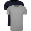 Emporio Armani Logo-Print Rundhals Kurzarm T-Shirt 2er-Pack Herren T-Shirts Grau Dunkelblau 111267-CC717-13742