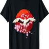 Camiseta de Círculo Zen Japonés Flor de Cerezo Ave Grulla