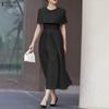 ZANZEA Women Elegant Casual Round Neck Summer Short Sleeve Dresses
