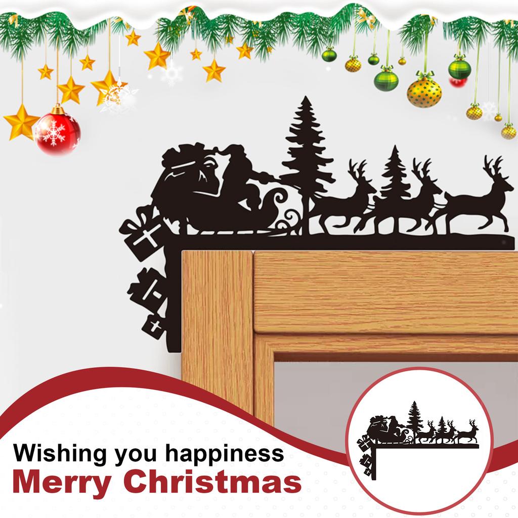 Christmas Atmosphere Door Lintel Decoration Sticker PVC Self-adhesive Party Door Wall Sticker Elk Decoration