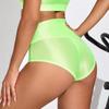 Damen Hohe Taille Glänzender Ölstoff 2-teiliges Trainingsset Crop Tanktop Skinny Pfirsich Po Yoga-Shorts Hohe Elastizität Fitness Laufen Sport Outfit