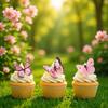 Pink Butterfly Rice Paper Decorations - 80 Sheets for DIY Baking, Cake Decorating, and Birthday Desserts. Food-Grade Wafer Paper.