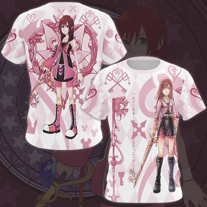 Anime Gra Kingdom Hearts Koszulki Cosplay Nadruk 3D Unisex Koszulka Męska Damska Krótki Rękaw Harajuku Oversize Męski Top z Postaciami z Kreskówek