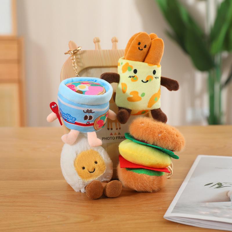 Cartoon Food Plush Doll: Chicken Leg, Noodles & Fried Egg Bag Charm