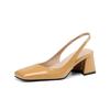 Fashion Sandales à Talons Hauts Carrés pour Femme, Chaussures Transparentes Beige, Bouche Peu Profonde, Grande Taille, Été 2024