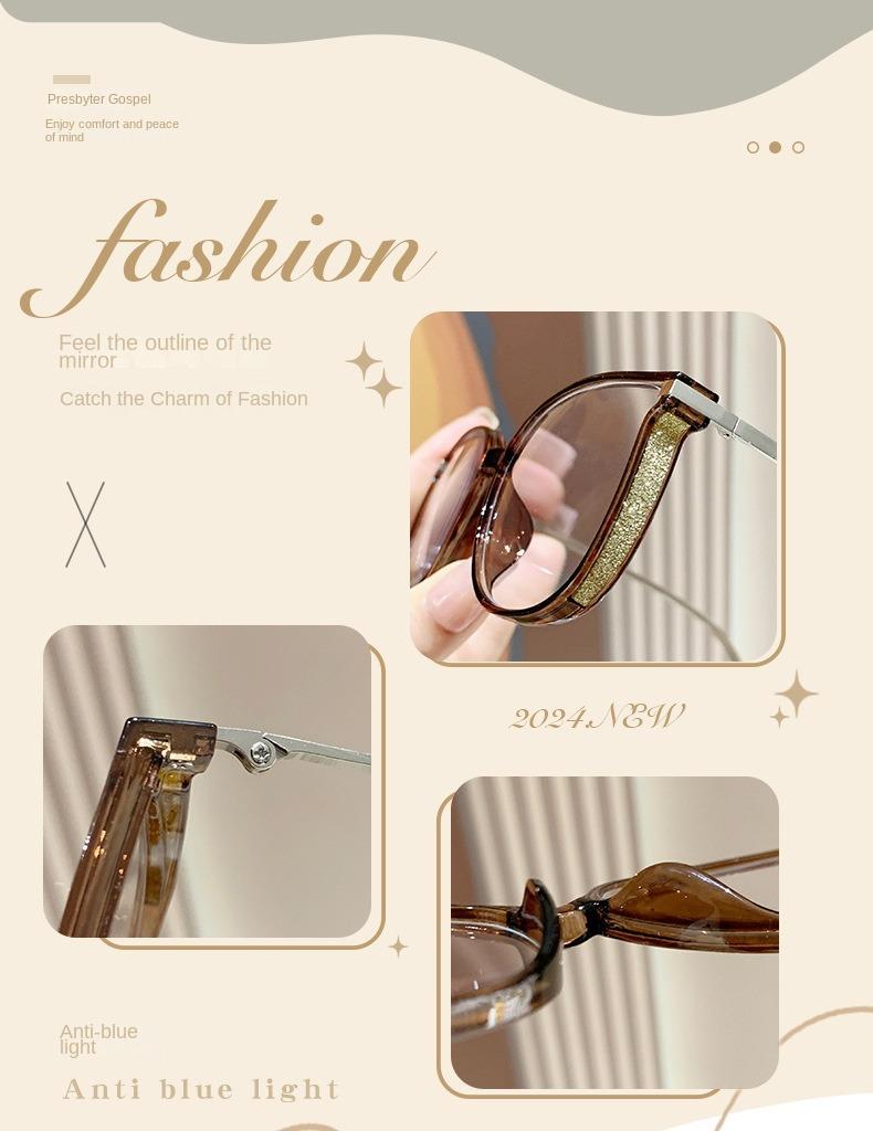 Women Fashion Large Glitter Reading Glasses Magnifying Transparent Eyewear Plus Size Trendy Frames