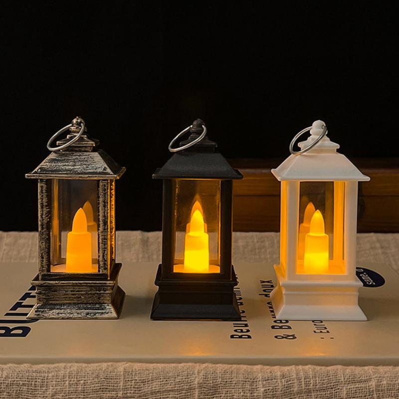 1Pcs Dollhouse Miniature Kerosen Lamp Home Decor Toy Mini Led Retro Glowing Lantern Simulation Cande Light Night Lamp